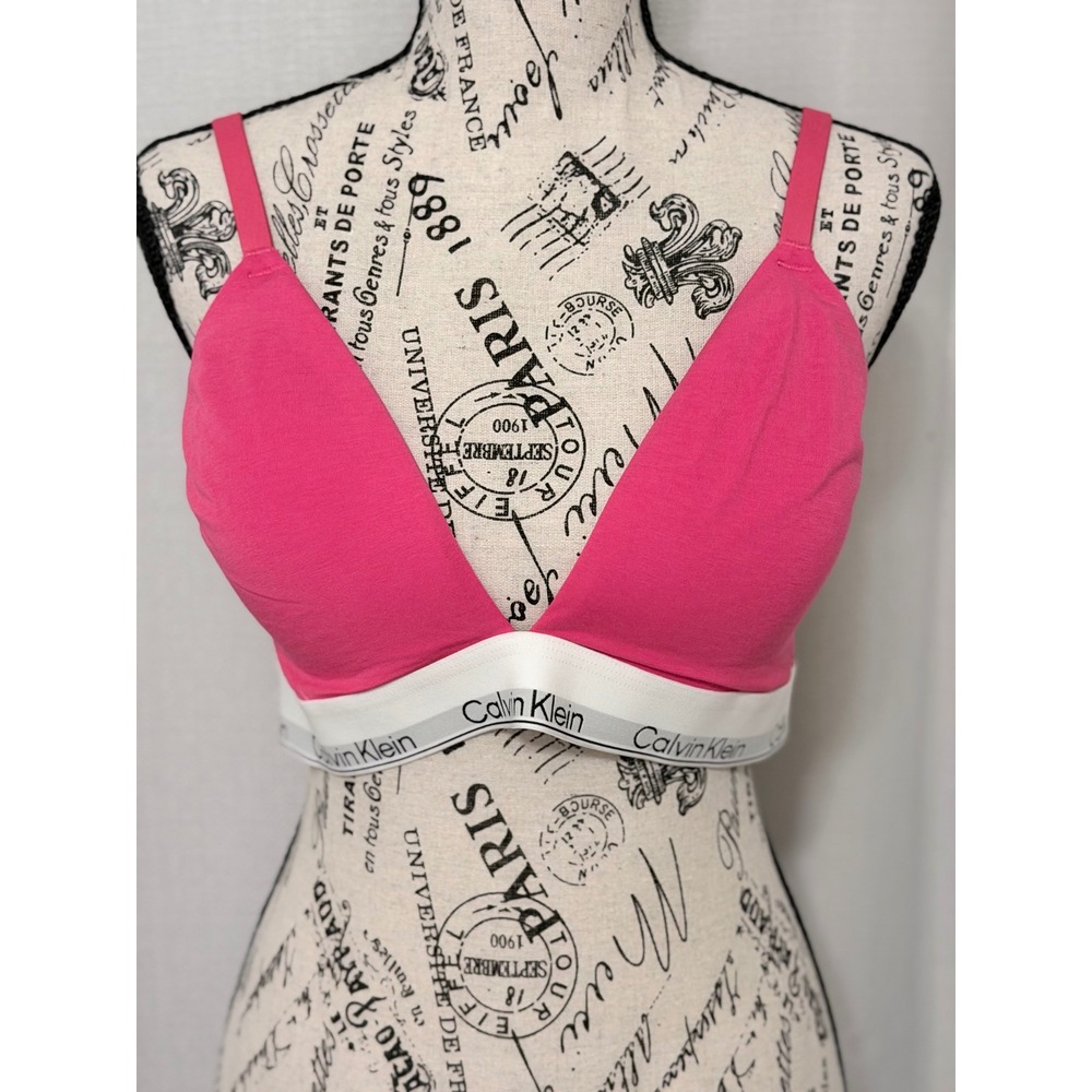 Calvin Klein Modern Cotton Pink Bralette Logo Band XL NWT